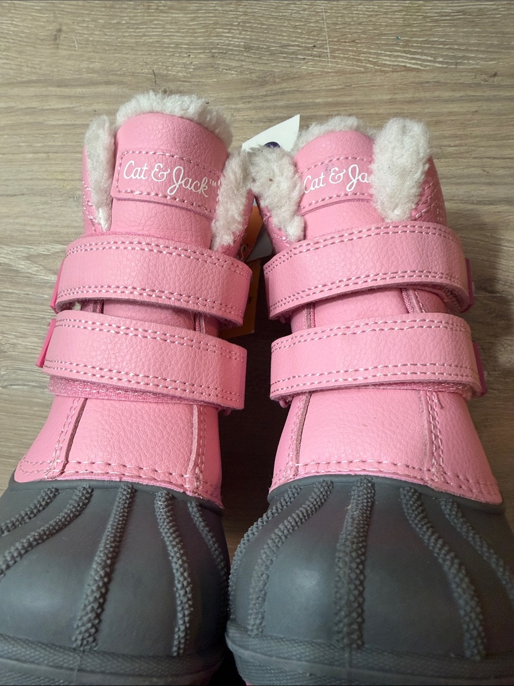 Cat & Jack Pink and Gray Kids Waterproof Snow Boots with Faux Fur Cuff - Picture 7 of 10